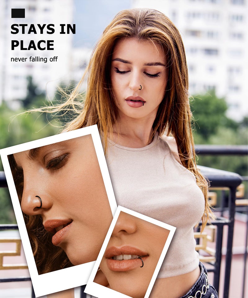 LOYALLOOK 18-24Pcs 20G 316L Stainless Steel Nose Ring Hoop Cartilage Hoop Septum Piercing 6-12mm - Image 3